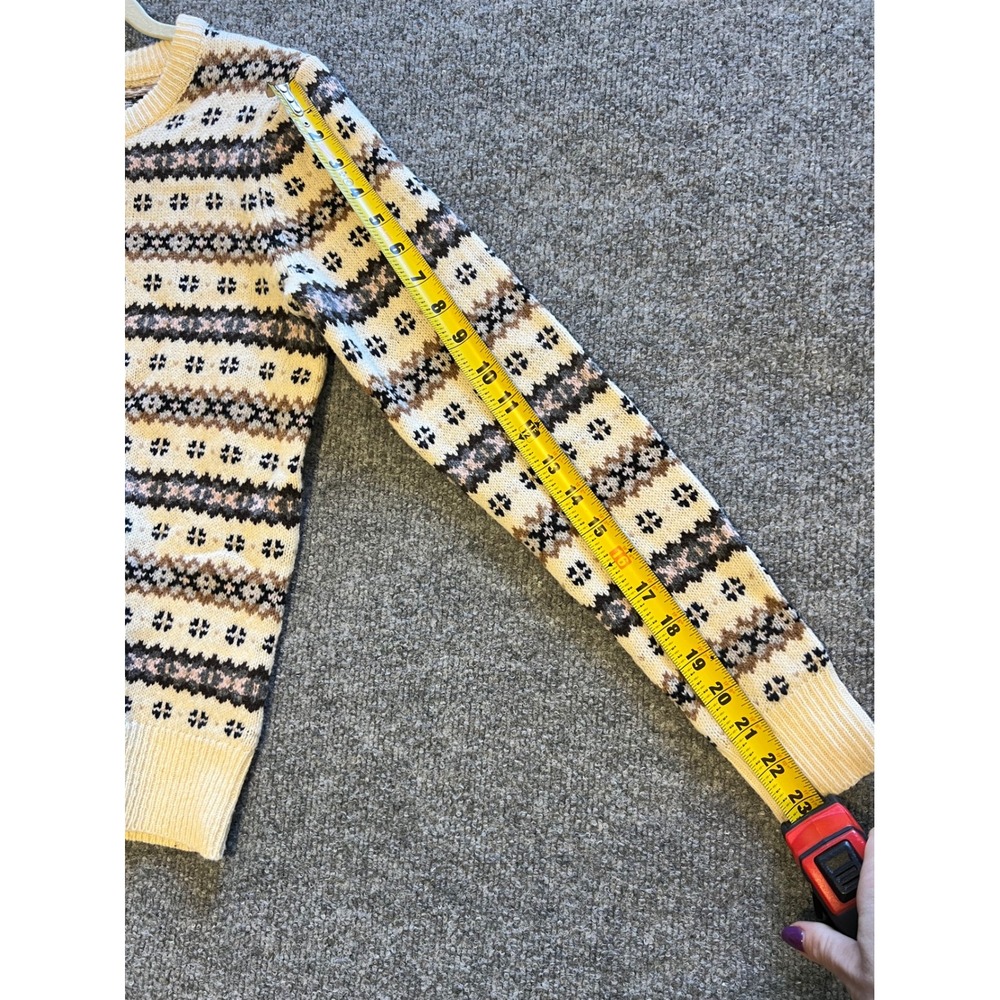 J.Crew Womens‎ Fair Isle Lambswool Crewneck Sweater Cream Brown Black Size M - Picture 7 of 7